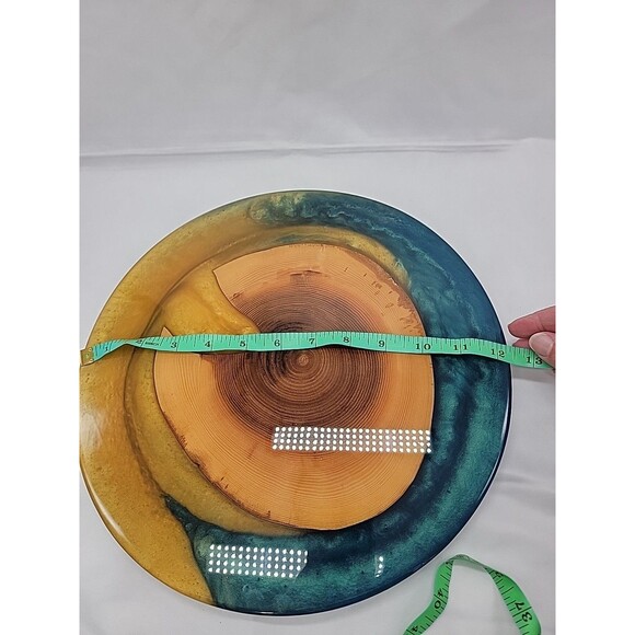 Handmade Epoxy And Oak Wood Lazy Susan 12" Blue/Gold - Picture 5 of 5